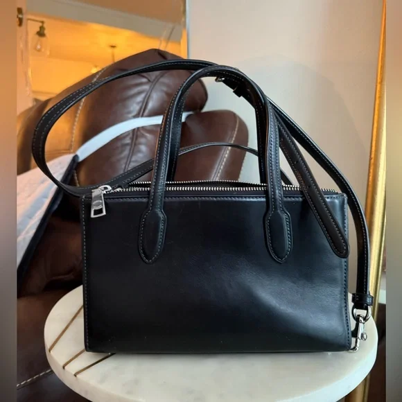 Coach Embossed C Black Leather Handbag Crossbody - Picture 2 of 15